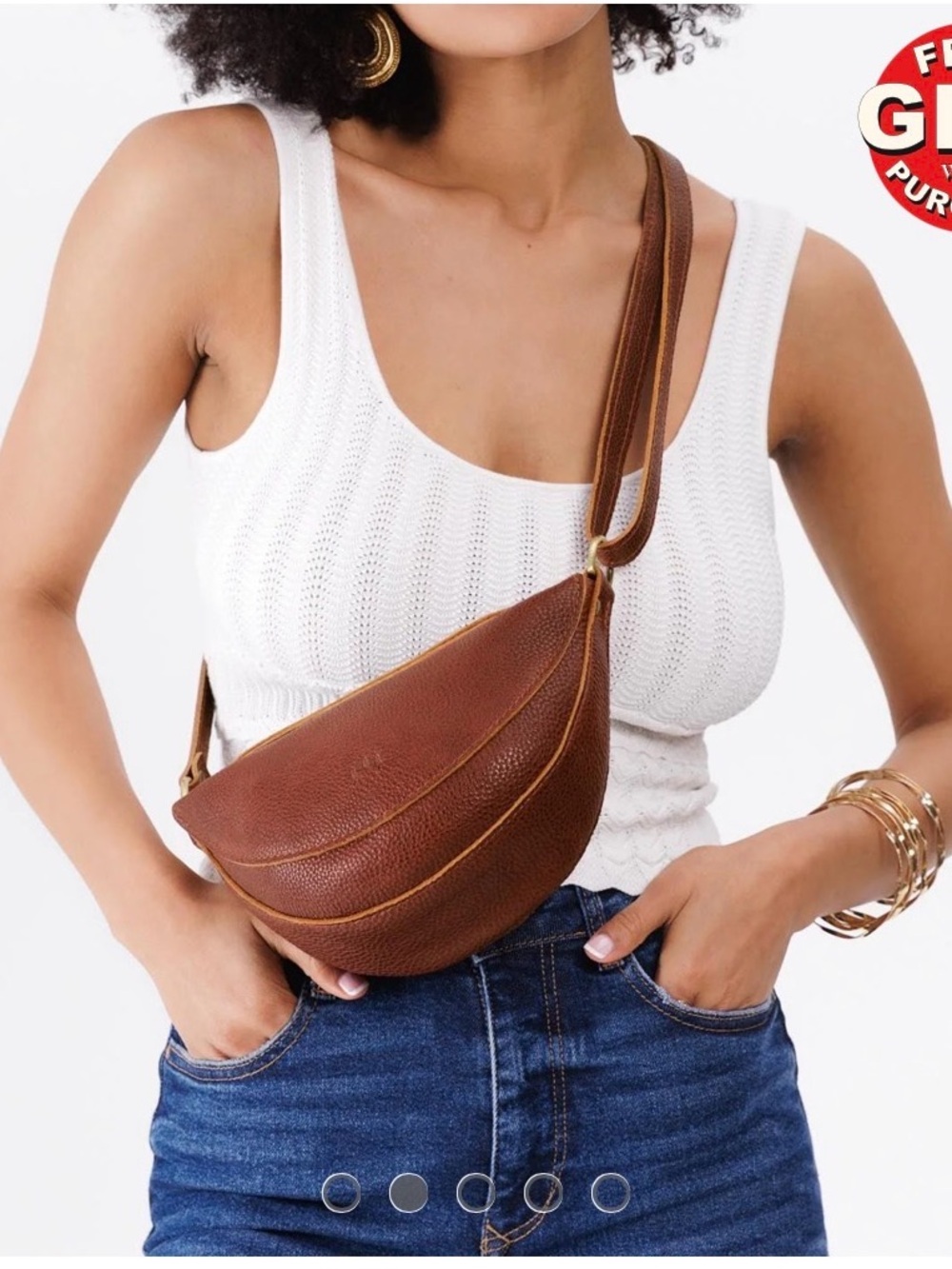 Portland Leather Goods Koala Sling in Nutmeg Pebbled Leather